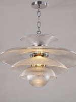 Clear ribbed glass and chrome fitting detail