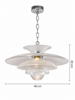 Tiered glass pendant dimensions in centimeters