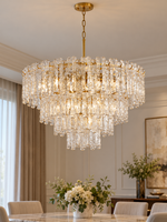 Round 80 cm three-tier Ice Texture Glass Chandelier