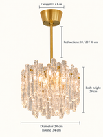 Round 34 cm model dimensions: diameter 34 cm, body height 29 cm, canopy 12 by 8 cm
