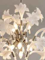 Central metal framework and E14 lights among the glass lily stems