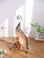 Ancient Warrior patterned fabric floor lamp with spiral iron top, 76 cm