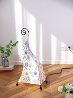 Sunflower patterned fabric floor lamp with spiral iron top, 76 cm