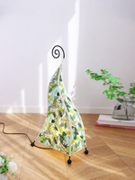 Banana Leaf patterned fabric floor lamp with spiral iron top, 76 cm