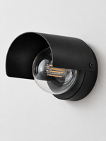 Modern Curved Arc Wall Lamp in black, portrait hero view