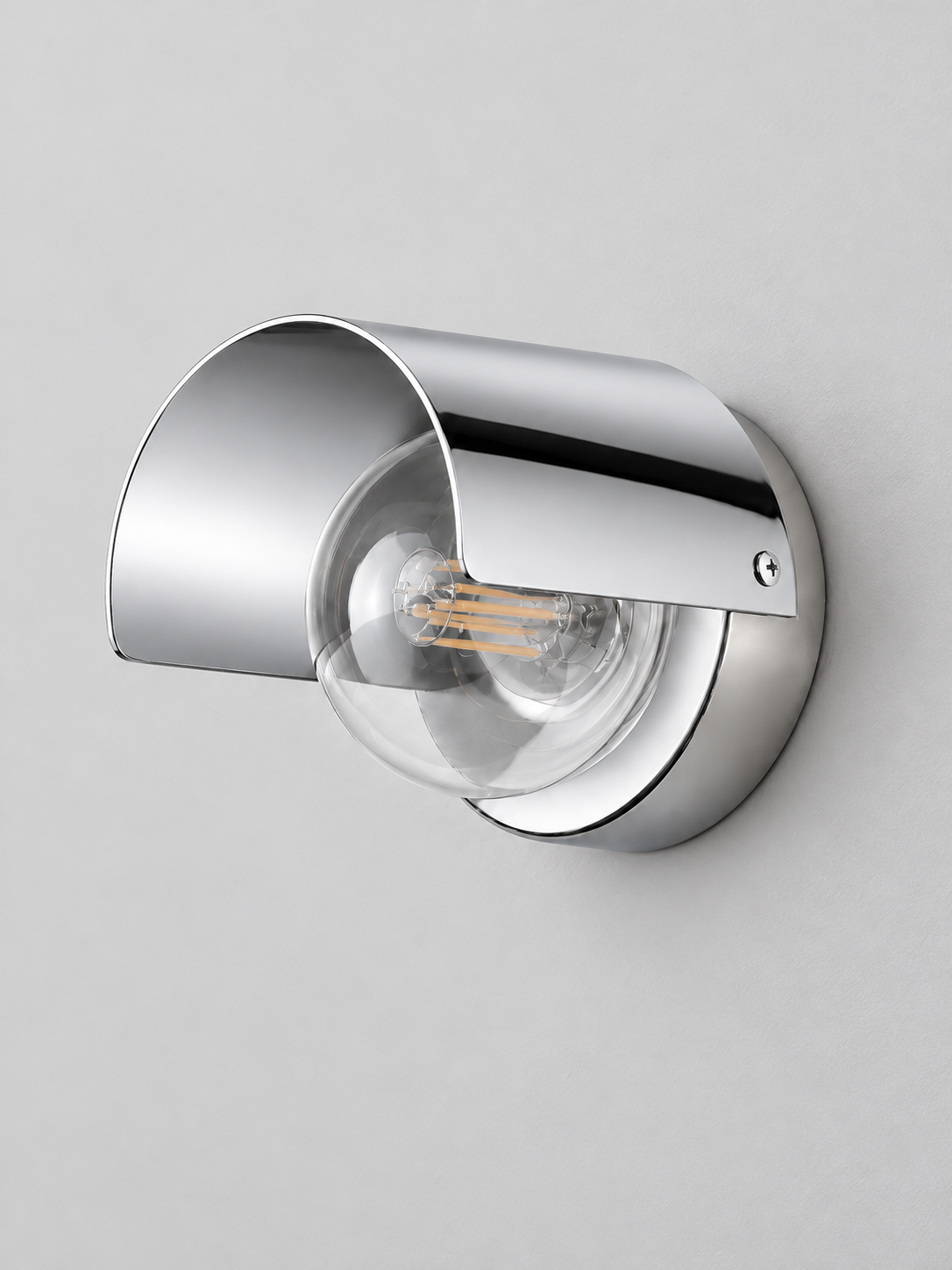 Modern Curved Arc Wall Lamp, gray hero portrait view