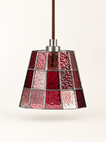 Red mosaic glass mini pendant with silver-tone hardware