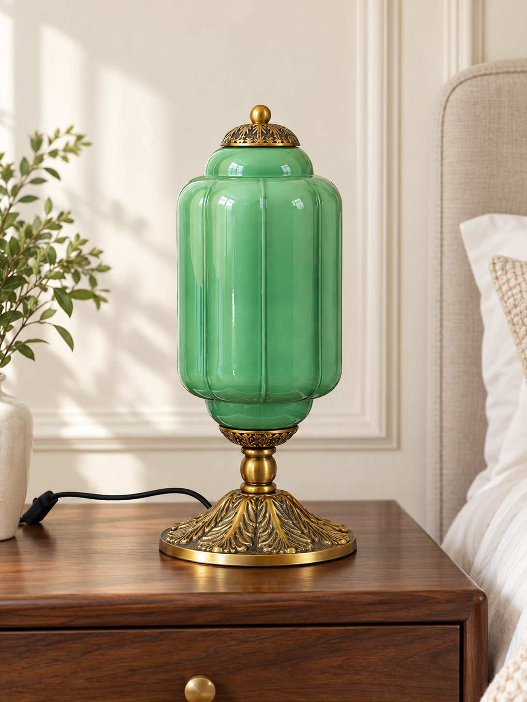 Ribbed Capsule Glass Table Lamp — hero