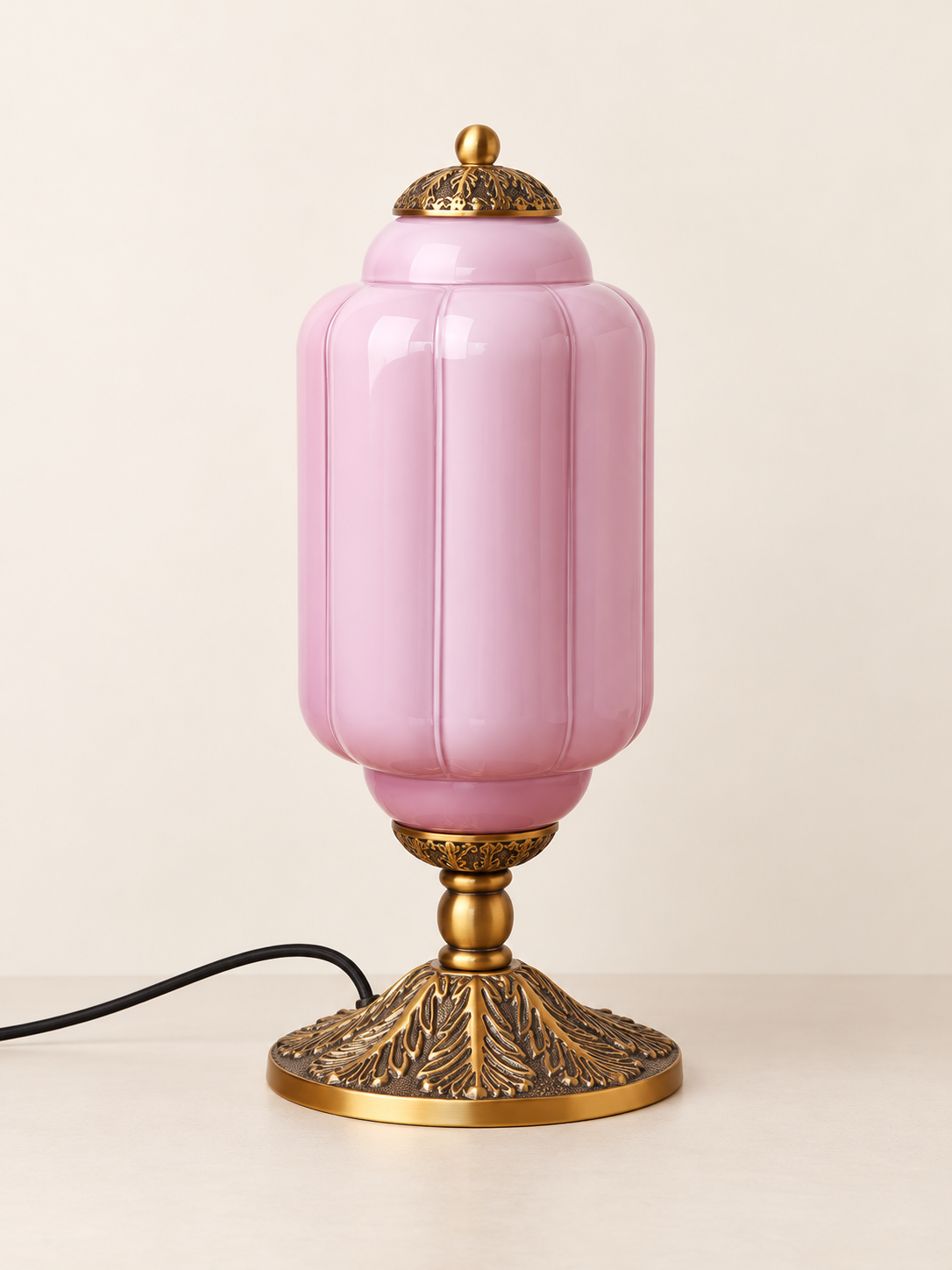 Ribbed Capsule Glass Table Lamp — lilac