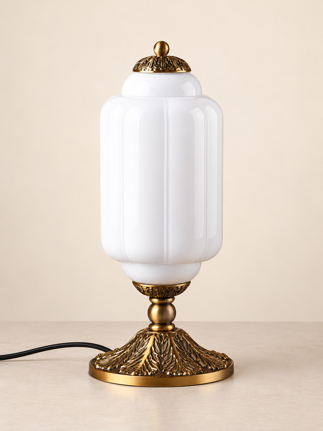 Ribbed Capsule Glass Table Lamp — white