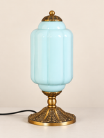 Ribbed Capsule Glass Table Lamp — blue