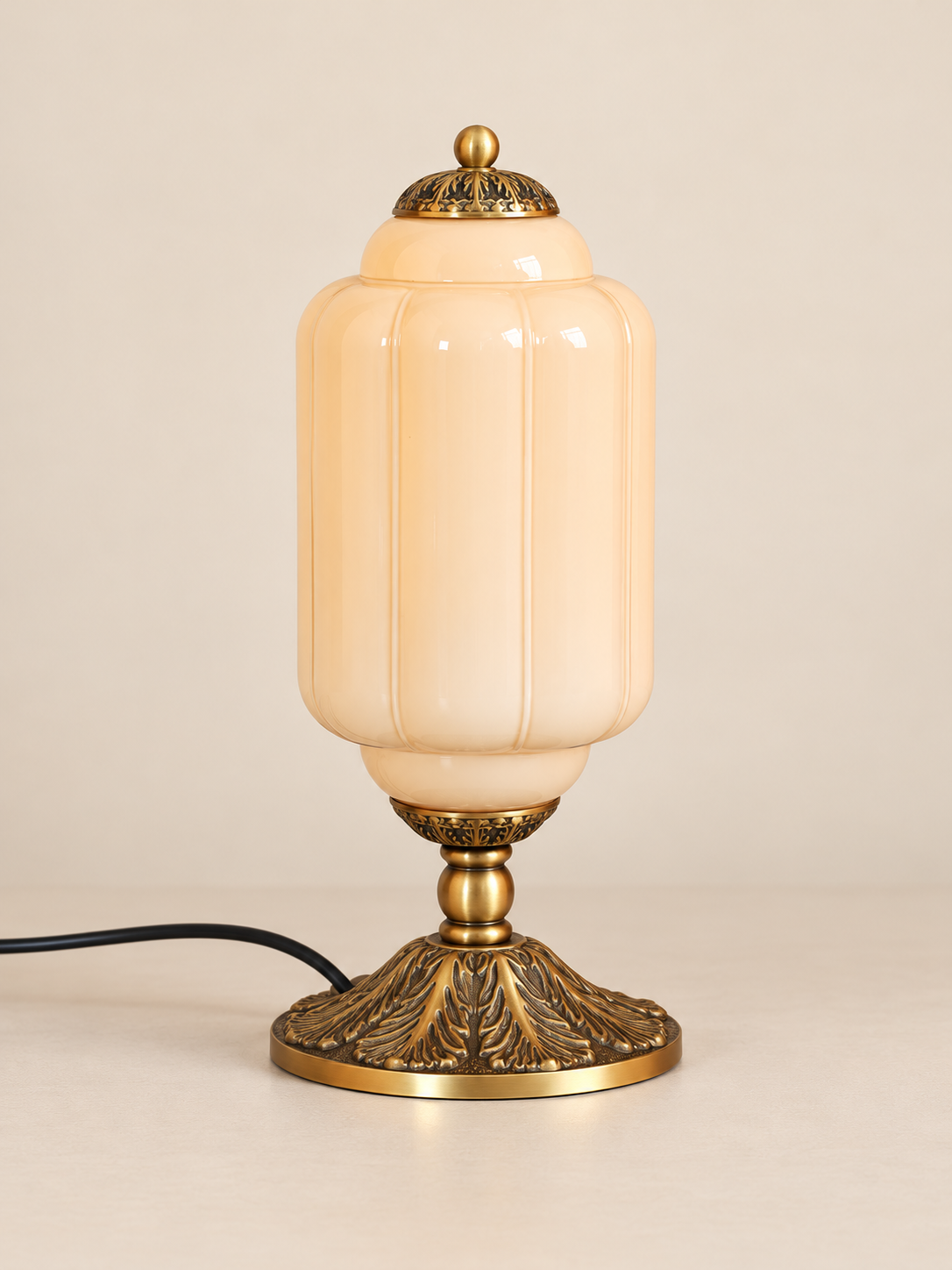 Ribbed Capsule Glass Table Lamp — melon