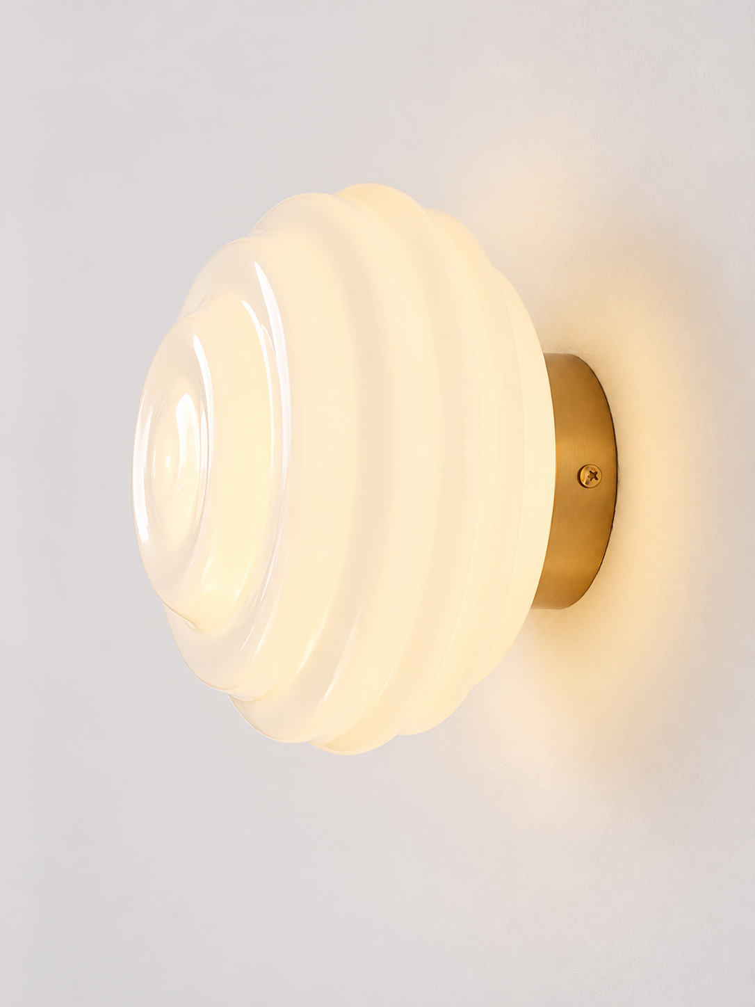 MX3843 white glass shade with copper-colored mounting plate