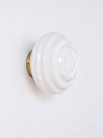 Unlit opal glass concentric shade with copper-colored base