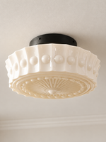 White, Flush - Integrated LED 30W with patterned glass and black iron fittings