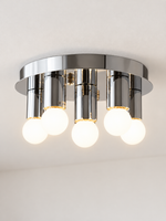 MX4437 ceiling light with six milky-white globe bulbs