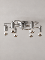 MX4438 chrome loop-arm ceiling light, small 45 cm / 6 lights, half-chrome globe bulbs