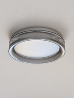 Halo Rim ceiling light with smoke-grey ribbed glass, shown unlit