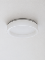 Halo Rim ceiling light in smooth frosted white with silver mounting plate