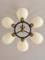 Six-light Opal Petal Ring Chandelier, unlit underside view