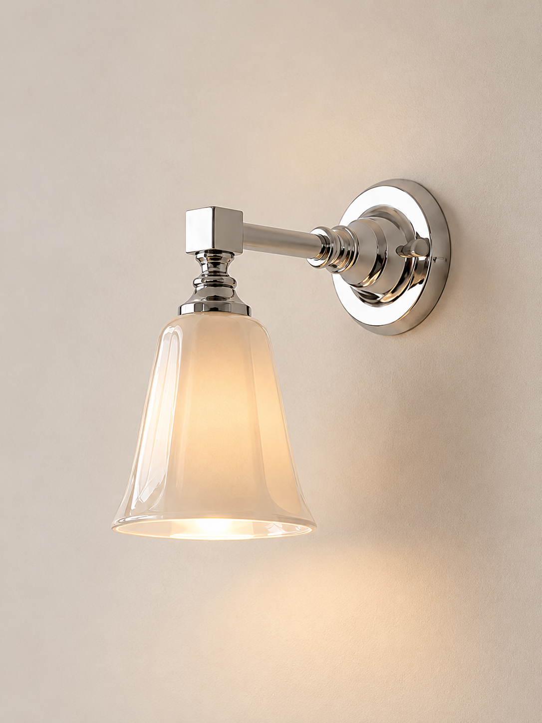 Old Shanghai Arc Sconce — B / Chrome + Glass