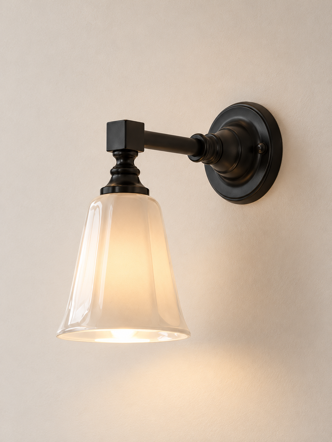 Old Shanghai Arc Sconce — B / Black + Glass