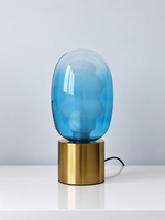 Dalma Glass Table Lamp, Brass / Blue Glass