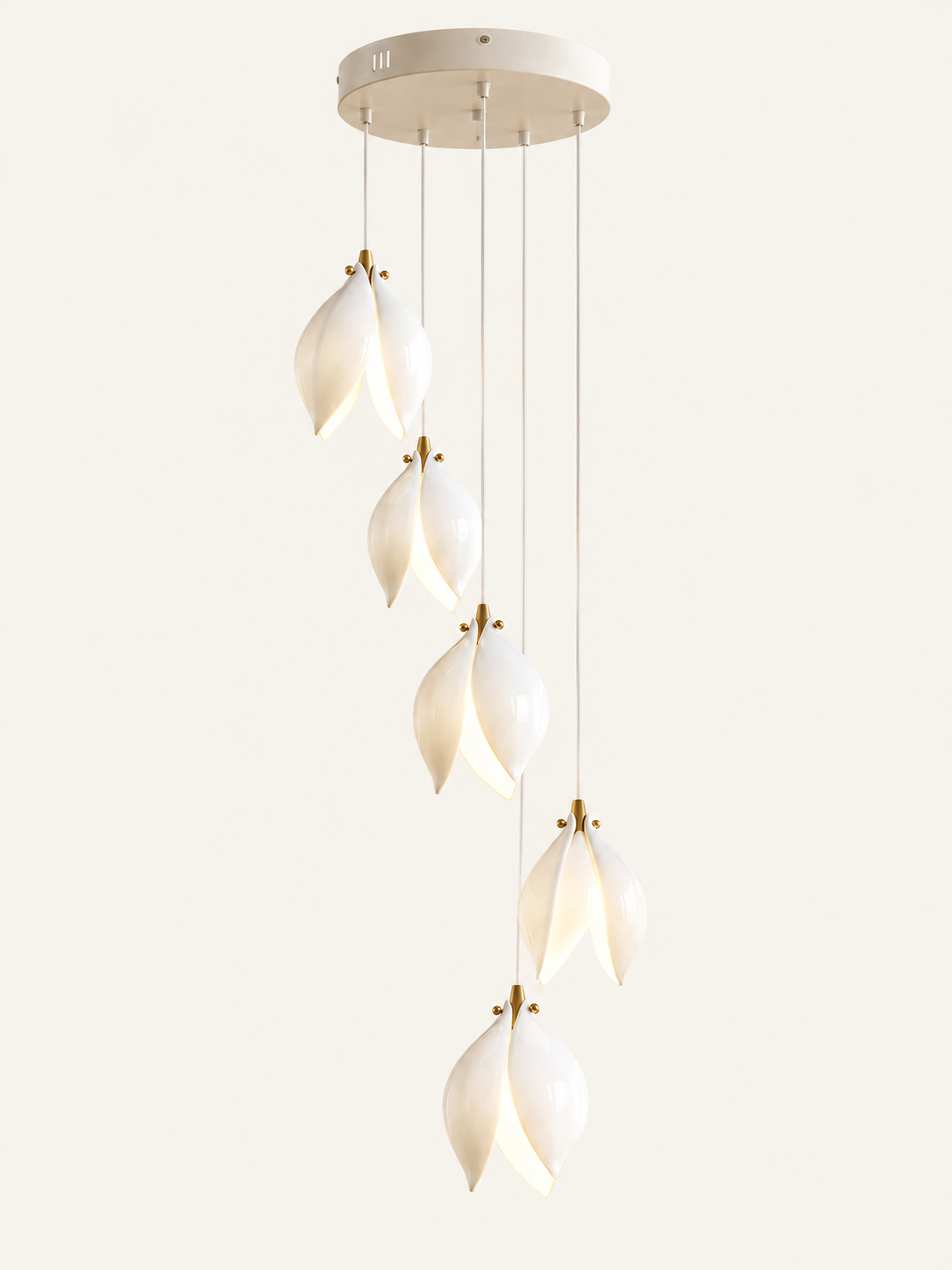 Magnolia Cascade Pendant, 5 Heads / 35 cm